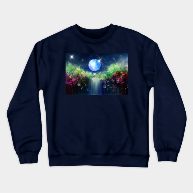 Cosmic Night Landscape - Abstract Art Crewneck Sweatshirt by Stylizing4You